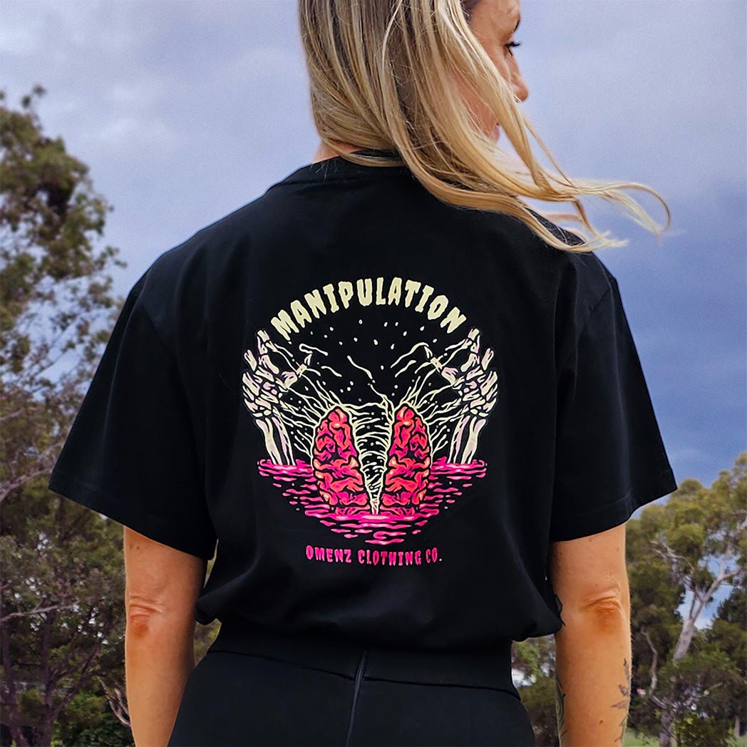 Manipulation | Women's Relaxed Tee Black/Storm - Omenz Clothing Co.