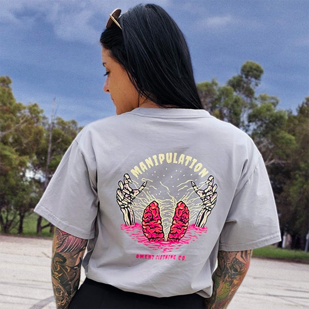 Manipulation | Women's Relaxed Tee Black/Storm - Omenz Clothing Co.