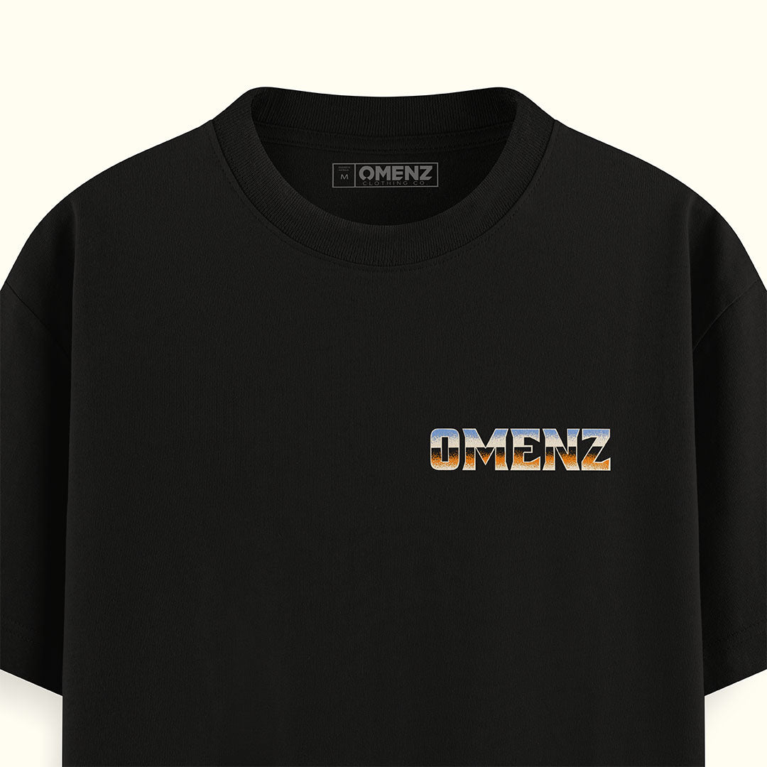 Front print detail of Omenz Liberty unisex t-shirt