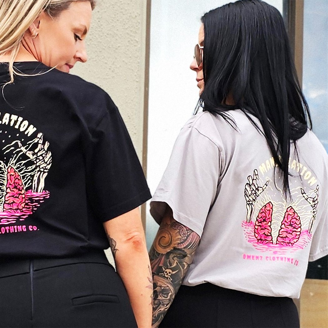 Manipulation | Women's Relaxed Tee Black/Storm - Omenz Clothing Co.