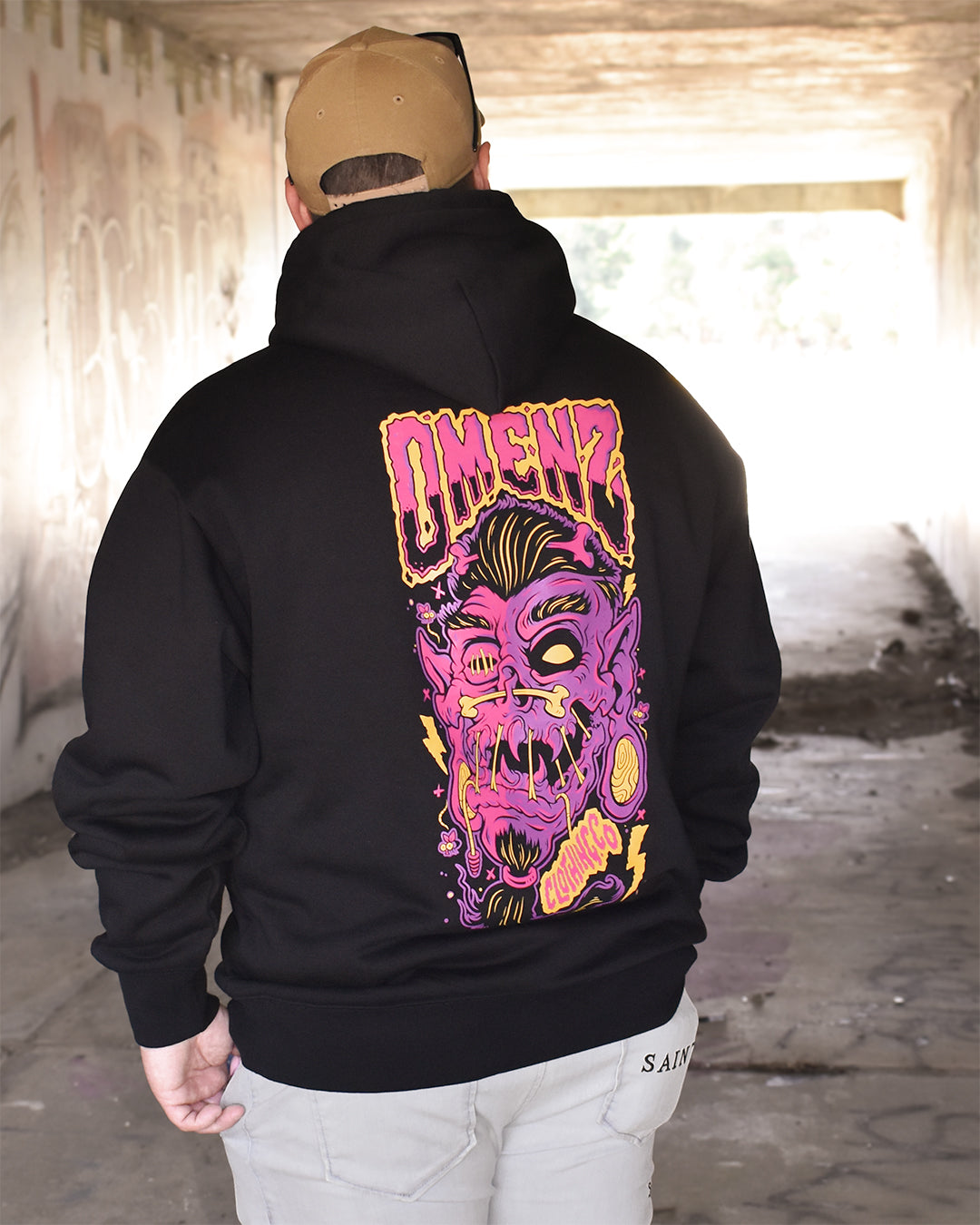 Omenz Menace Premium Oversized Heavyweight hood back view male model