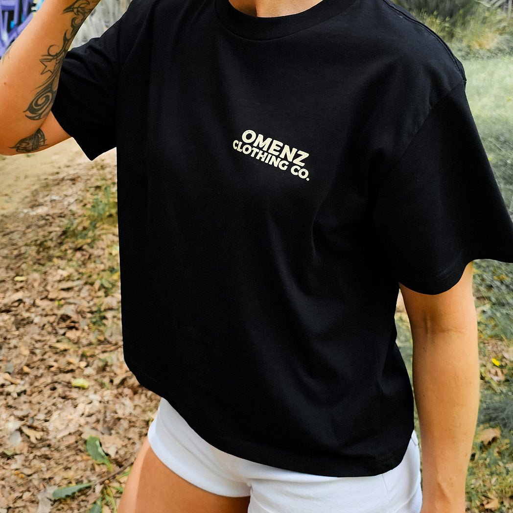 Power | Women's Relaxed Tee Black/Storm - Omenz Clothing Co.