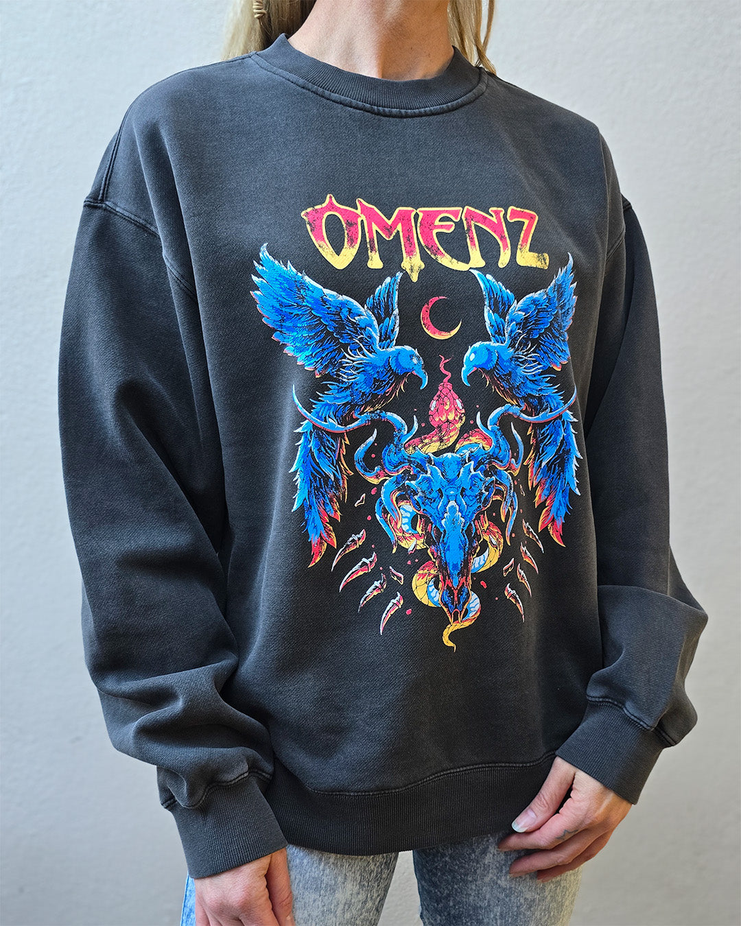Omenz Reckoning Relaxed Pullover Crew Premium Graphic Front print