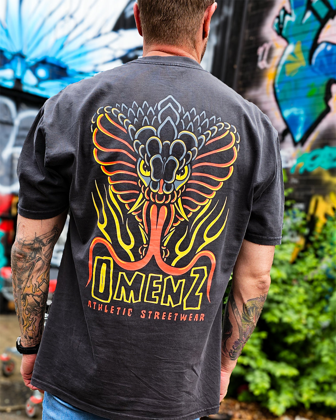 Back image of the Omenz alternative Athletic Streetwear Rival Tee. Premium cotton and a Unisex Oversized fit.