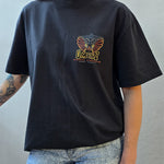 Omenz Rival Faded Black Tee front view female model