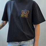 Omenz Rival Faded Black Tee front view female model