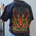 Omenz Rival Faded Black Tee Back view female model
