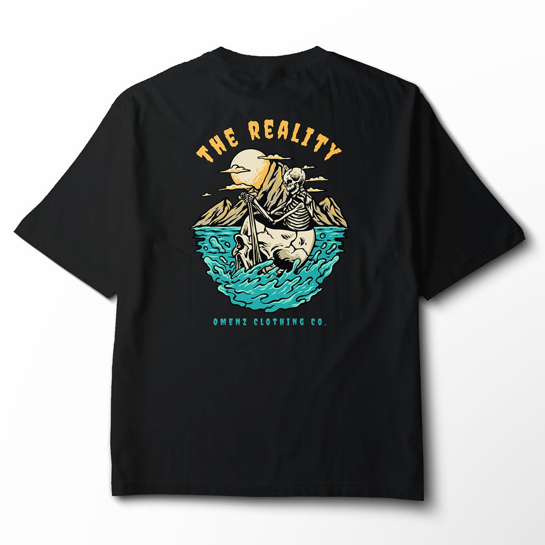 Reality | Women's Relaxed Tee Black/Storm - Omenz Clothing Co.