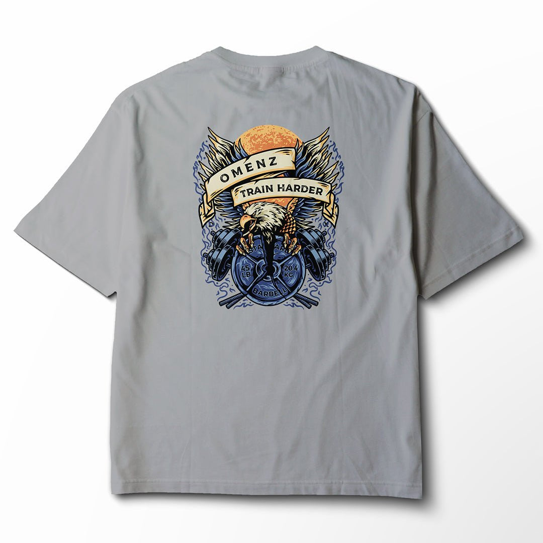 Train Harder | Women's Relaxed Tee Black/Storm - Omenz Clothing Co.