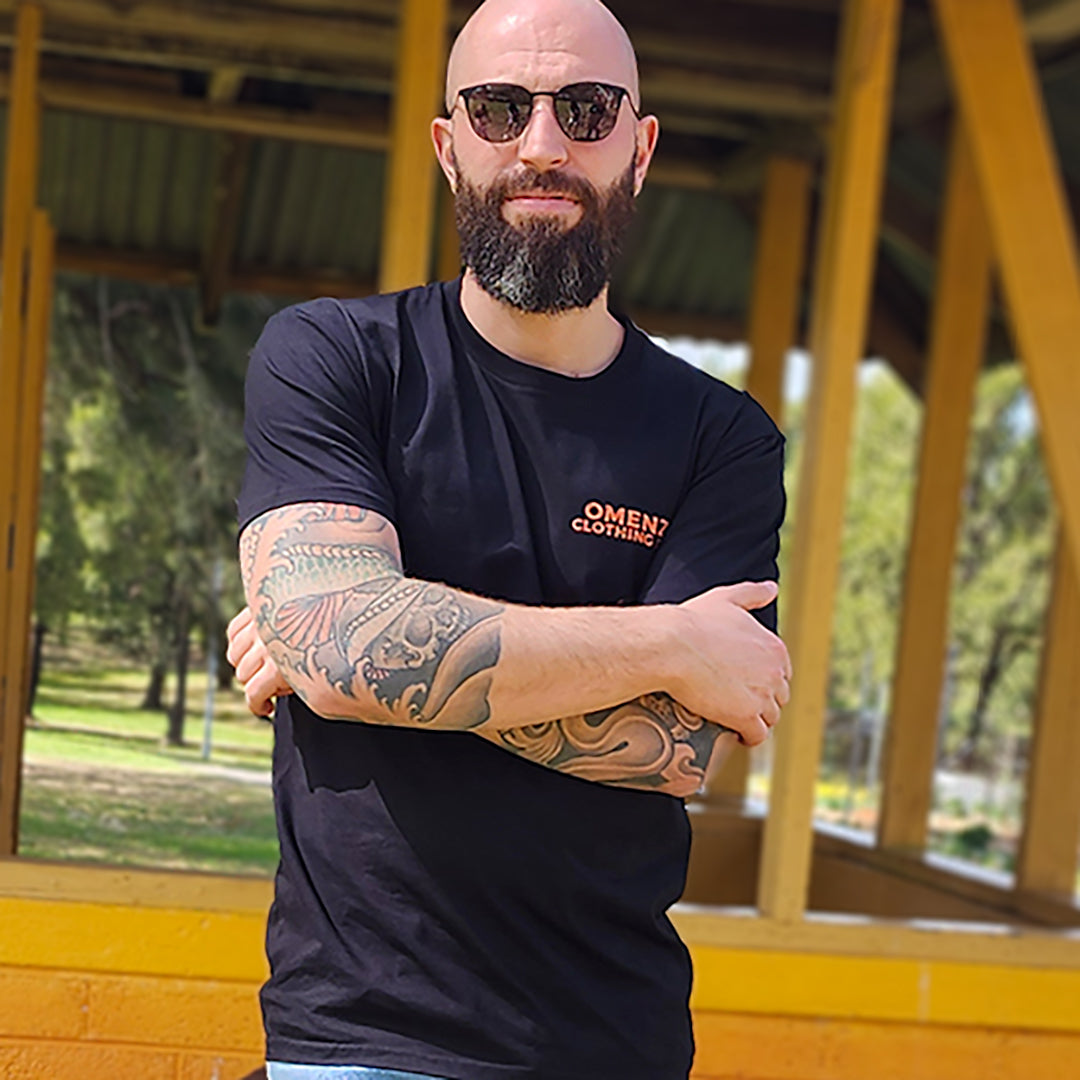 Omenz Clothing Co. Athletic Streetwear Train Harder Unisex Black Tee